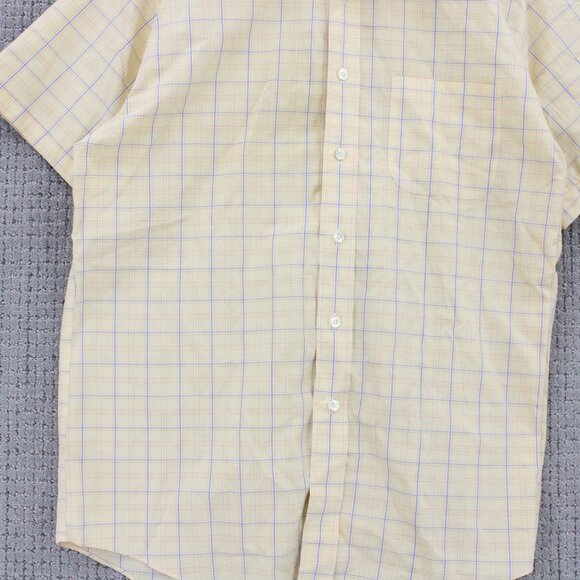 Brooks Brothers Shirt Mens Medium M Yellow Beige Plaid Button Down Short Sleeve - Picture 5 of 9